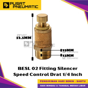 [EZM.9500212] BESL 02 Male Thread Fitting Silencer Speed Control Bronze Quick Exhaust Muffler Fitting Pneumatic Peredam Flow Control Kuningan Type BESL Size 1/4" Inch