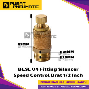 [EZM.9500213] BESL 04 Male Thread Fitting Silencer Speed Control Bronze Quick Exhaust Muffler Fitting Pneumatic Peredam Flow Control Kuningan Type BESL Size 1/2" Inch