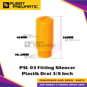 [EZM.9500216] PSL 03 Male Thread Fitting Silencer Plastic Quick Exhaust Muffler Fitting Pneumatic Peredam Plastik Type PSL Size 3/8" Inch