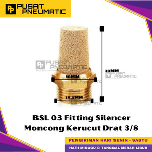 [EZM.9500219] BSL 03 Male Thread Fitting Silencer Bronze Quick Exhaust Muffler Fitting Pneumatic Peredam Moncong / Kerucut Kuningan Type BSL Size 3/8" Inch