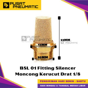 [EZM.9500224] BSL 01 Male Thread Fitting Silencer Bronze Quick Exhaust Muffler Fitting Pneumatic Peredam Moncong / Kerucut Kuningan Type BSL Size 1/8" Inch