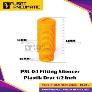 [EZM.9500225] PSL 04 Male Thread Fitting Silencer Plastic Quick Exhaust Muffler Fitting Pneumatic Peredam Plastik Type PSL Size 1/2" Inch