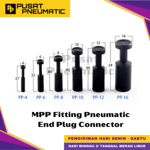 [EZM.9500227] MPP 12 Fitting End Plug Connector Tubing Slip Lock Socket Fitting Dop Penutup Slip Lock Pneumatic Type PP Od 12mm