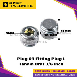 [EZM.9500231] Plug 03 Male Thread Fitting End Plug Connector Fitting Pneumatic Baut L Tanam Penutup Drat Size 3/8" Inch