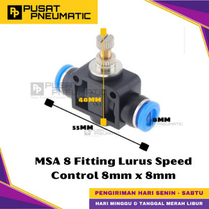 [EZM.9500256] MSA 8 One Touch Union Speed Control Fitting Slip Lock Socket Push In Connector Nipple Nepel Fitting Flow Control Pneumatic Type SA Selang 8mm x 8mm