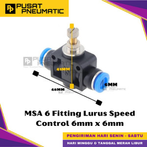 [EZM.9500261] MSA 6 One Touch Union Speed Control Fitting Slip Lock Socket Push In Connector Nipple Nepel Fitting Flow Control Pneumatic Type SA Selang 6mm x 6mm