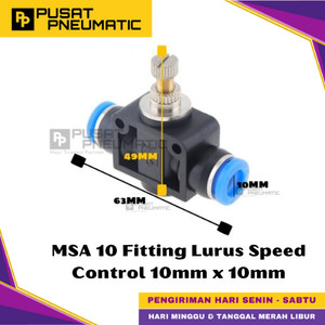 [EZM.9500268] MSA 10 One Touch Union Speed Control Fitting Slip Lock Socket Push In Connector Nipple Nepel Fitting Flow Control Pneumatic Type SA Selang 10mm x 10mm