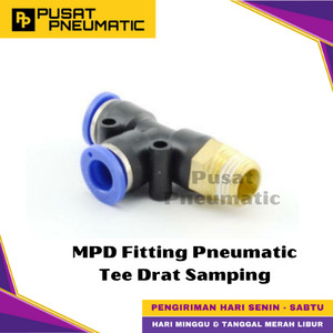 [EZM.9500302] MPD 12-04 One Touch Male Thread T Fitting Slip Lock Socket Push In Connector Nipple Nepel Fitting Tee Pneumatic Type PD Drat Samping Selang 12mm Drat 1/2" Inch