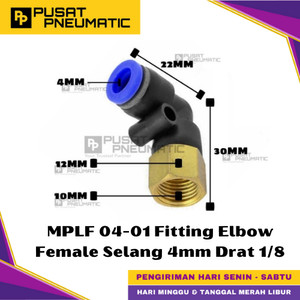 [EZM.9500370] MPLF 4-01 One Touch Female Thread Elbow Fitting Slip Lock Socket Push In Connector Nipple Nepel Fitting Elbow Pneumatic Type PLF Drat Dalam Selang 4mm Drat 1/8" Inch