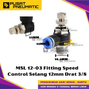 [EZM.9500397] MSL 12-03 One Touch Male Thread Speed Control Fitting Slip Lock Socket Push In Connector Nipple Nepel Fitting Flow Control Pneumatic Type SL Drat Luar Selang 12mm Drat 3/8" Inch
