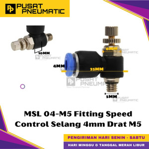 [EZM.9500403] MSL 4-M5 One Touch Male Thread Speed Control Fitting Slip Lock Socket Push In Connector Nipple Nepel Fitting Flow Control Pneumatic Type SL Drat Luar Selang 4mm Drat M5 (5mm)