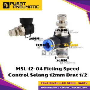[EZM.9500404] MSL 12-04 One Touch Male Thread Speed Control Fitting Slip Lock Socket Push In Connector Nipple Nepel Fitting Flow Control Pneumatic Type SL Drat Luar Selang 12mm Drat 1/2" Inch
