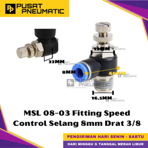 [EZM.9500407] MSL 8-03 One Touch Male Thread Speed Control Fitting Slip Lock Socket Push In Connector Nipple Nepel Fitting Flow Control Pneumatic Type SL Drat Luar Selang 8mm Drat 3/8" Inch