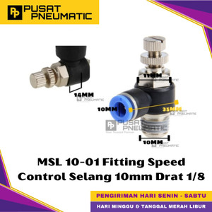 [EZM.9500409] MSL 10-01 One Touch Male Thread Speed Control Fitting Slip Lock Socket Push In Connector Nipple Nepel Fitting Flow Control Pneumatic Type SL Drat Luar Selang 10mm Drat 1/8" Inch