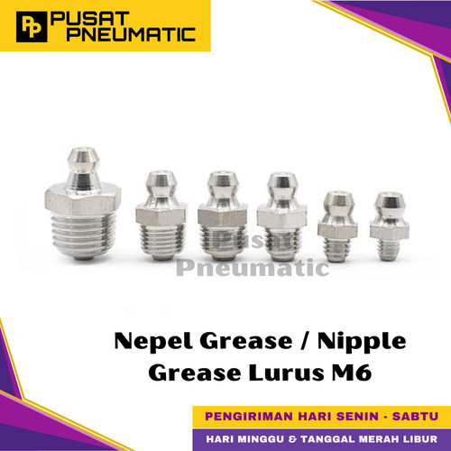 [EZM.9500616] M6 Nepple Gress Nipple Grease Straight Nepel Gris Lurus Drat 6 MM