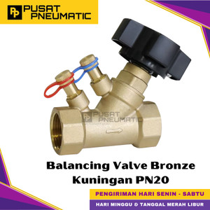 [EZM.9500621] 1" Static Balancing Valve Bronze Double Regulating Balance Flow Meter Thread Connection PN20 DN 25 Size 1 Inch