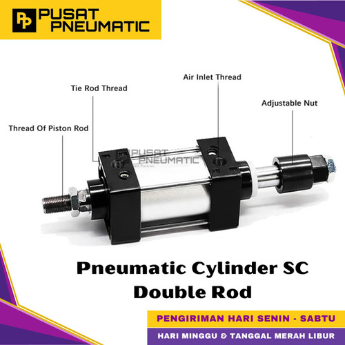 [EZM.9500715] SC 50X25-25 Pneumatic Standard Cylinder Double Rod Non Stoper / Cylinder Pneumatic SC 50 x 25 - 25