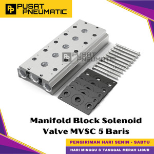 [EZM.9500732] 220M-5M5-G / 220M-5B5-G Pneumatic Base Plate Manifold Block Set 5 Baris Body 200 For Solenoid Valve Mindman 5/2 Type MVSC-220