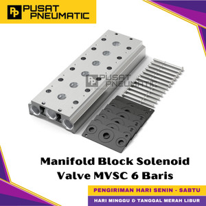 [EZM.9500733] 220M-5M6-G / 220M-5B6-G Pneumatic Base Plate Manifold Block Set 6 Baris Body 200 For Solenoid Valve Mindman 5/2 Type MVSC-220