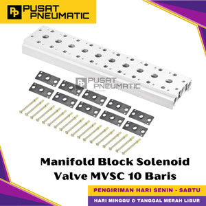[EZM.9500734] 220M-5M10-G / 220M-5B10-G Pneumatic Base Plate Manifold Block Set 10 Baris Body 200 For Solenoid Valve Mindman 5/2 Type MVSC-220