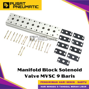 [EZM.9500735] 220M-5M9-G / 220M-5B9-G Pneumatic Base Plate Manifold Block Set 9 Baris Body 200 For Solenoid Valve Mindman 5/2 Type MVSC-220