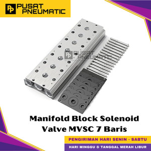 [EZM.9500736] 220M-5M7-G / 220M-5B7-G Pneumatic Base Plate Manifold Block Set 7 Baris Body 200 For Solenoid Valve Mindman 5/2 Type MVSC-220