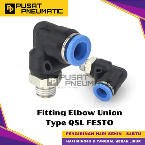 [EZM.9500761] QSL-1/4-8 One Touch Fitting Elbow Male Slip Lock Socket Push In Connector Nipple Nepel Selang 8mm Drat 1/4 Inch FESTO