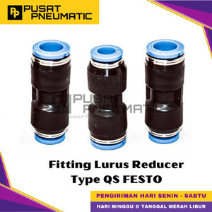[EZM.9500796] QS-6-4 One Touch Fitting Reducer Lurus Slip Lock Socket Push In Connector Nipple Nepel Selang 6mm x 4mm FESTO