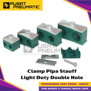 [EZM.9500881] 20MM Clamp Stauff Pipe Tubing Hydraulic Klem Pipa Hidrolik Light Duty Double Hole Size 20 MM