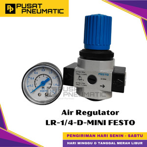 [EZM.9500943] LR-1/4-D-MINI Pneumatic Air Pressure Regulator Festo Pengatur Tekanan Angin Drat 1/4 Inch 16 Bar