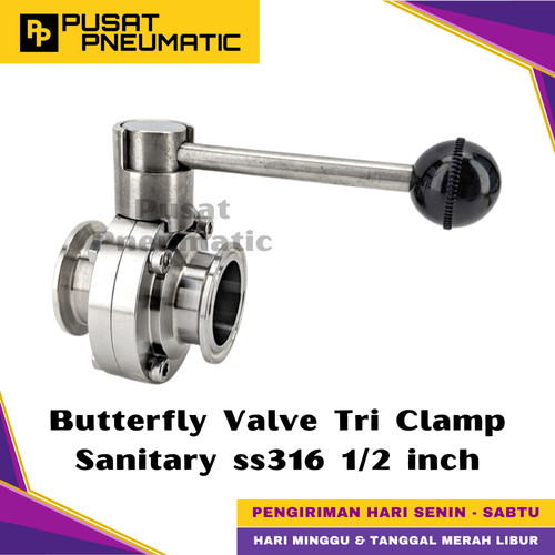 [EZM.9500967] 1/2" Butterfly Valve Sanitary Tri Clamp Stainless 316 1/2 inch