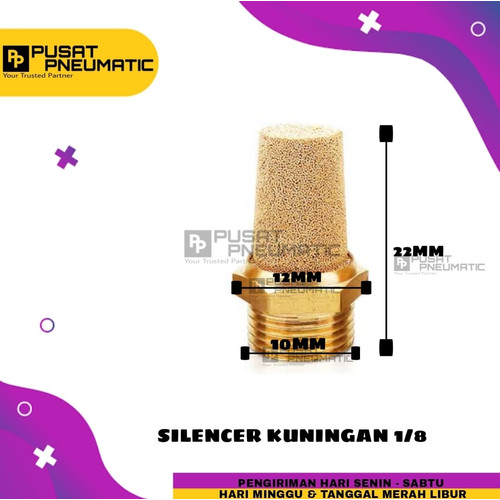[EZM.9503363] Silencer moncong kuningan untuk pneumatic ukuran drat 1/8" type BSL