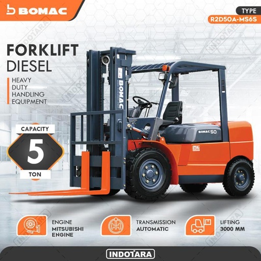 [EZM.1010020] Bomac Forklift Automatic Diesel 5T R2D50A-MS6S Mitsubishi Engine