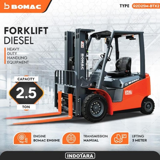 [EZM.1010029] Bomac Forklift Manual Diesel 2.5T R2D25M-BTX2 Bomac Engine
