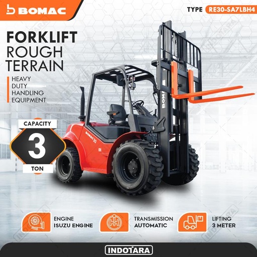 [EZM.1010033] Bomac Forklift Rough Terrain Model 3T RTD30A-I4JG2-Y2G3Q1 Isuzu Engine
