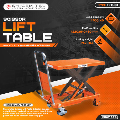 [EZM.1010034] Lift Table 1.5 Ton / Shigemitsu Warehouse Equipment Scissor Lift Table TR1500