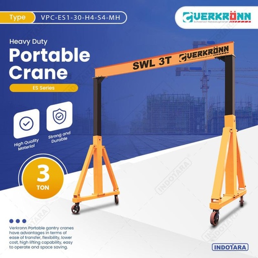 [EZM.1010070] Verkronn Portable Gantry Crane 3 Ton VPC-ES1-30-H4-S4-MH