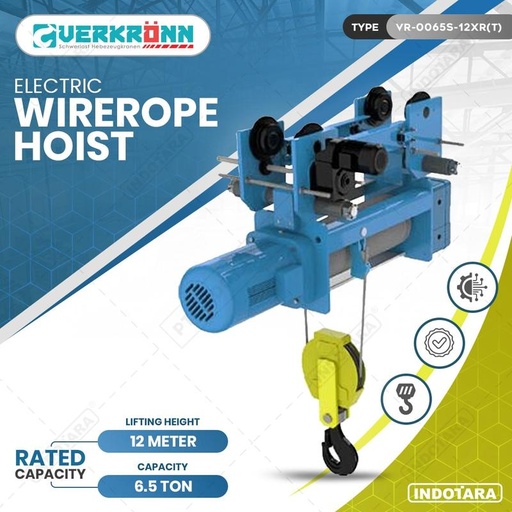 [EZM.1010088] 6.5 Ton Wirerope Hoist / Verkronn Wirerope Hoist VR-0065S-12XR(T) - 6.5 Ton x 12 Meter