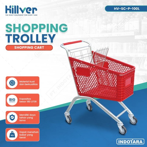 [EZM.1010126] Trolley Belanja Troli Supermarket 180 Liter Hillver HV-SC-P-100L
