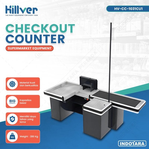 [EZM.1010130] Checkout Cashier Table Counter Cashier Desk Hillver HV-CC-1031CU1 - With Conveyor Belt
