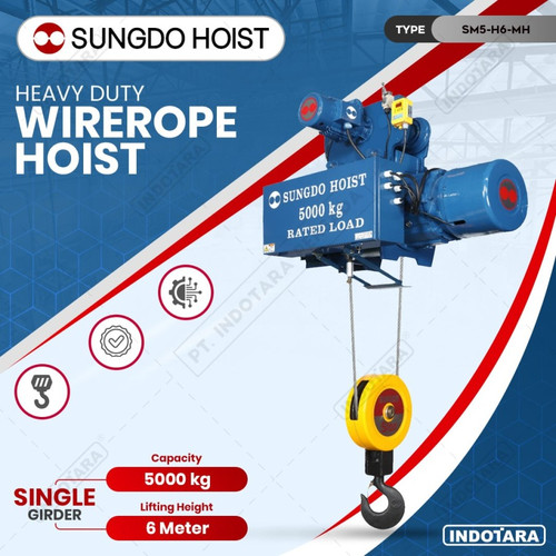 [EZM.1010134] Wire Rope Hoist SUNGDO 5 Ton Monorail Single Speed