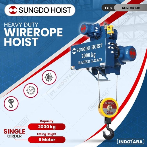 [EZM.1010139] Wire Rope Hoist SUNGDO 2 Ton Monorail Single Speed