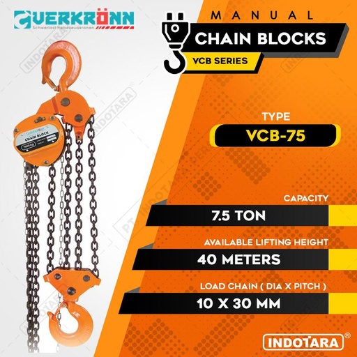 [EZM.1010151] Manual Chain Block 7.5 Ton Verkronn VCB-75