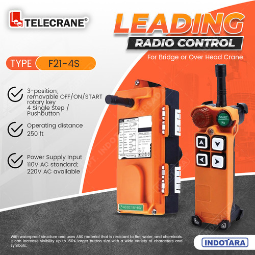 [EZM.1010178] Telecrane Remote Controller F21 4S Single Speed - 1 Remote 4 Receiver