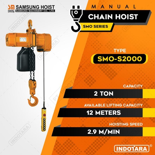 [EZM.1010179] Chain Hoist Samsung SMO-S2000 2 Ton Standard Speed