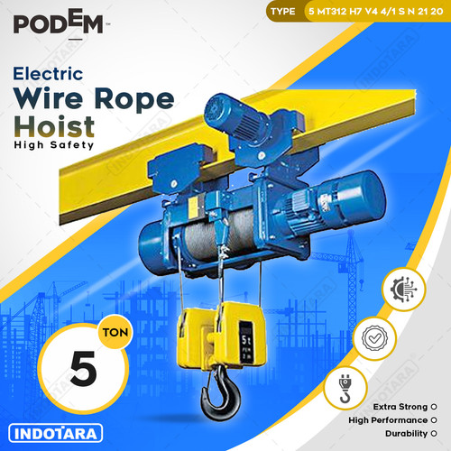 [EZM.1010188] Electric Wire Rope Hoist Podem 5 Ton 5 MT312 H7 V4 4/1 S N 21 20