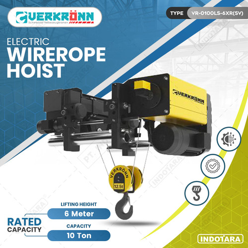 [EZM.1010189] Verkronn Electric Wirerope Hoist 10 Ton 6 Meter - VR-0100LS-6XR(SV)