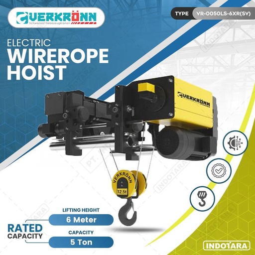 [EZM.1010209] Verkronn Electric Wirerope Hoist Kapasitas 5 Ton 6 Meter - VR-0050LS-6XR(SV)