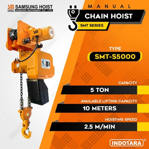 [EZM.1010210] Electric Samsung Chain Hoist 10 Meter With Trolley - SMT-S5000