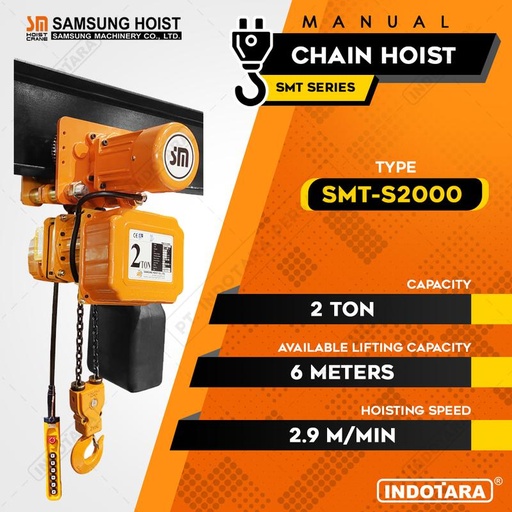 [EZM.1010211] Electric Samsung Chain Hoist 6 Meter With Trolley - SMT-S2000